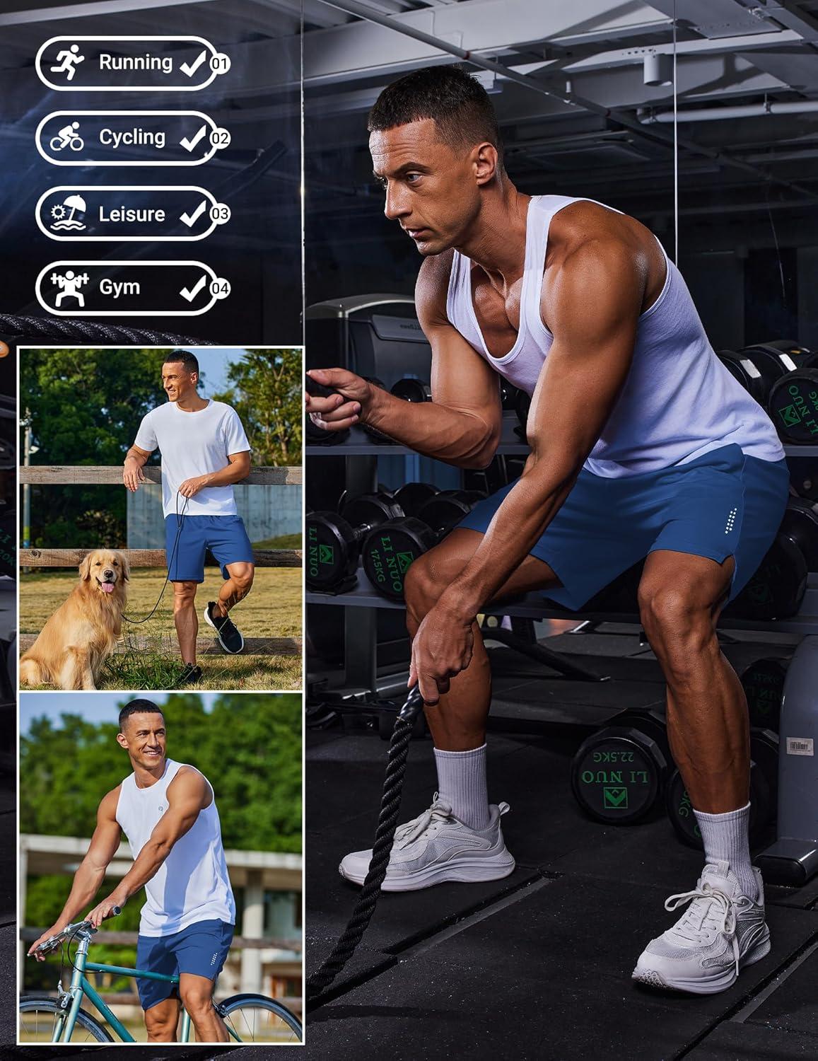 imageCOOFANDY Mens Gym Athletic Shorts with Zipper Pockets Quick Dry 7 Workout Running Training ShortsRoyal Blue