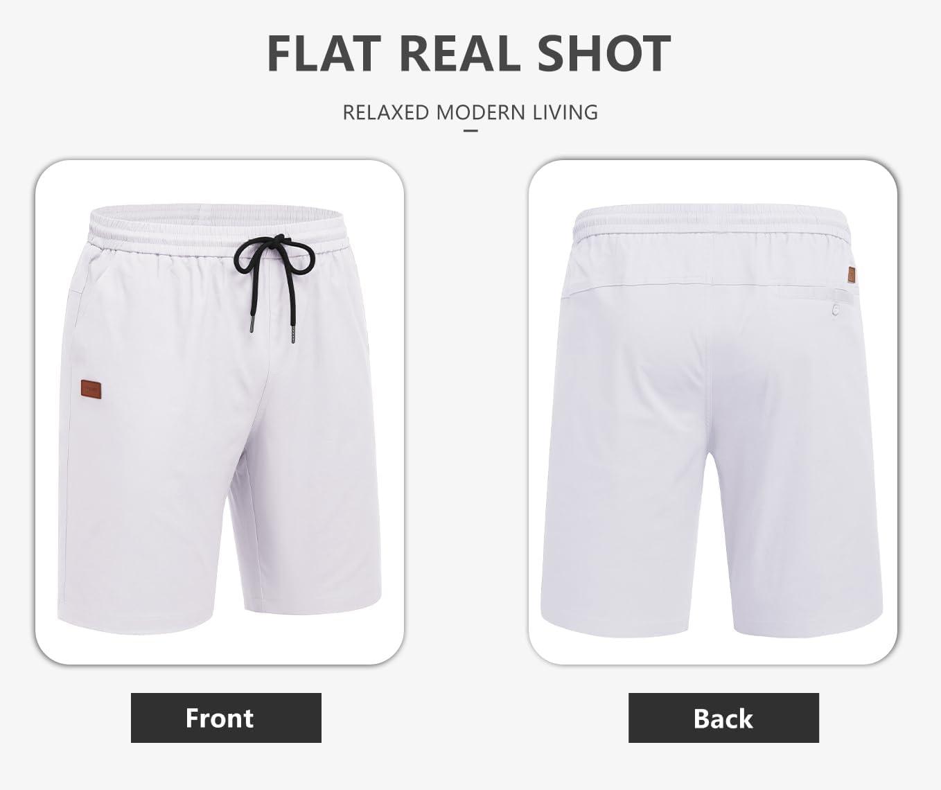 imageCOOFANDY Mens Shorts Casual Lightweight Chino Dress Summer Drawstring Elastic Athletic Walking Shorts White