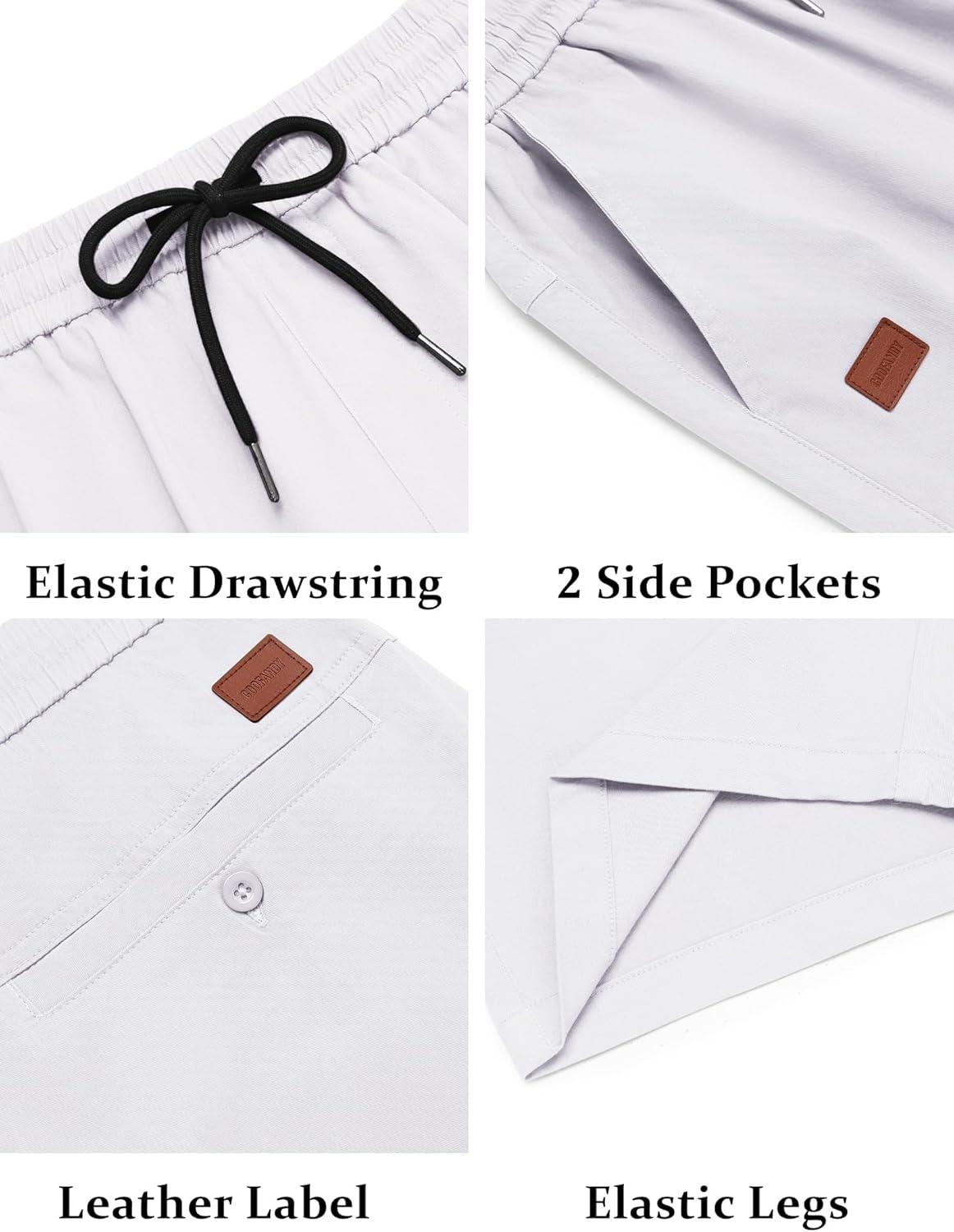 imageCOOFANDY Mens Shorts Casual Lightweight Chino Dress Summer Drawstring Elastic Athletic Walking Shorts White
