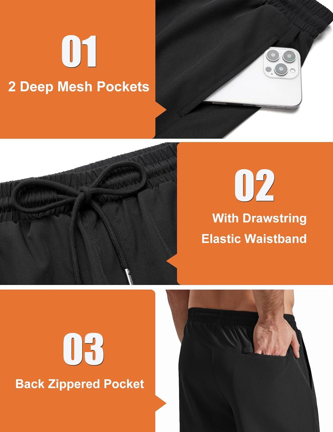 imageCOOFANDY Mens Swim Trunks with Compression Liner Quick Dry 7 Inch Bathing Suit Beach Short with Zipper PocketsBlack