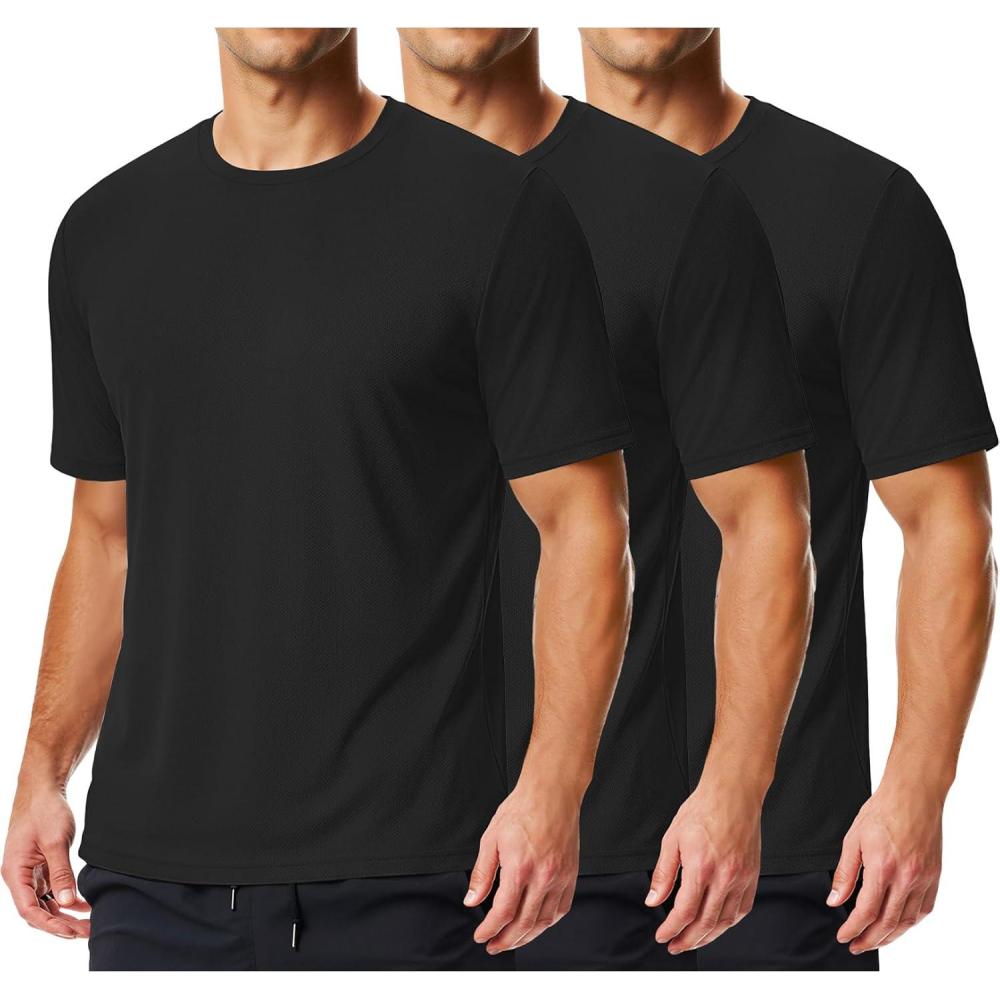 imageCOOFANDY 3 Pack Mens Athletic TShirts Short Sleeve Quick Dry Moisture Wicking Workout Shirts for Running Gym CasualAblackBlackBlack3 Pack