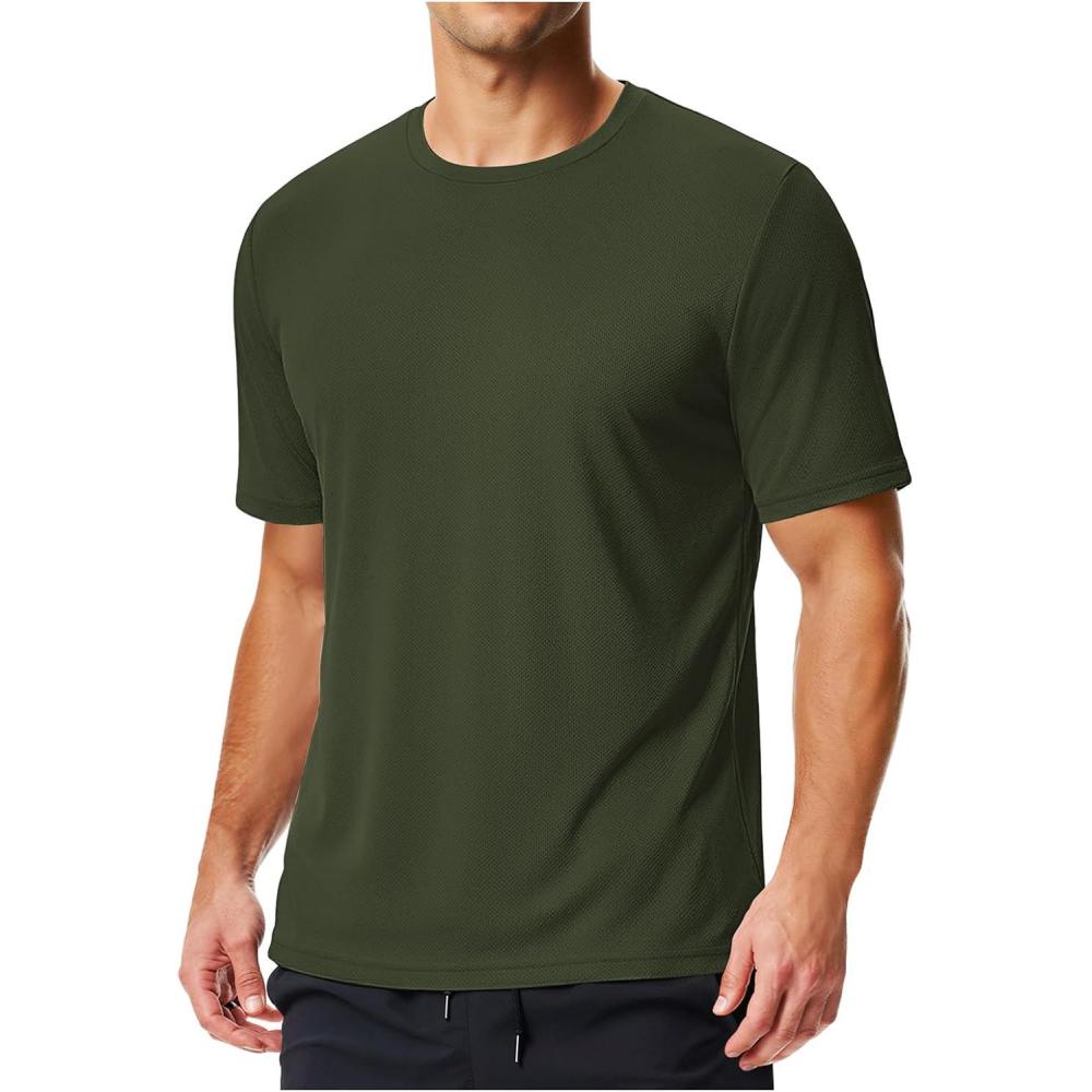imageCOOFANDY 3 Pack Mens Athletic TShirts Short Sleeve  Quick Dry Moisture Wicking Workout Shirts for Running Gym CasualZarmy Green