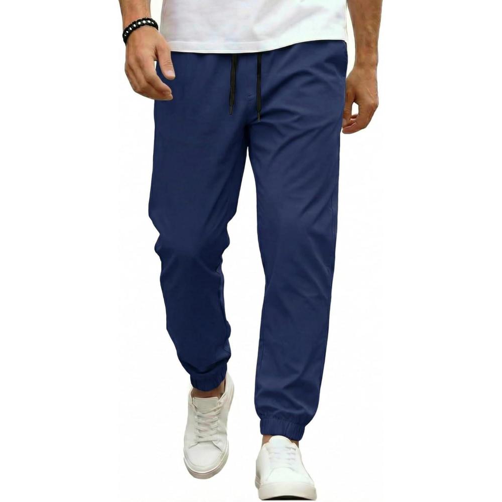 imageCOOFANDY Men Casual Joggers Pants Cotton Cargo Elastic Waist Chino Pants Twill Hiking Outdoor SweatpantsNavy Blue