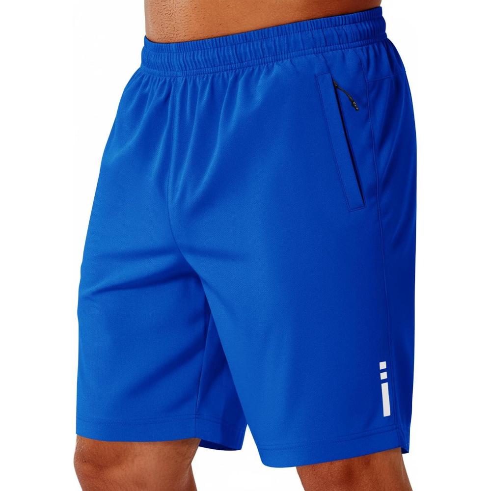 imageCOOFANDY Mens Athletic Running Shorts 9 Lightweight Quick Dry Drawstring Mesh Gym Shorts with Zipper PocketsRoyal Blue