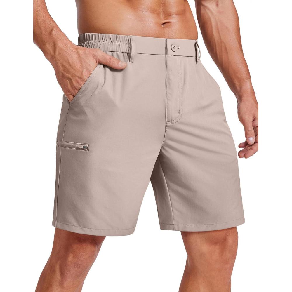 imageCOOFANDY Mens Casual Golf Shorts 79 Lightweight Stretch QuickDry Shorts for Hiking Work with 4 PocketsApricot