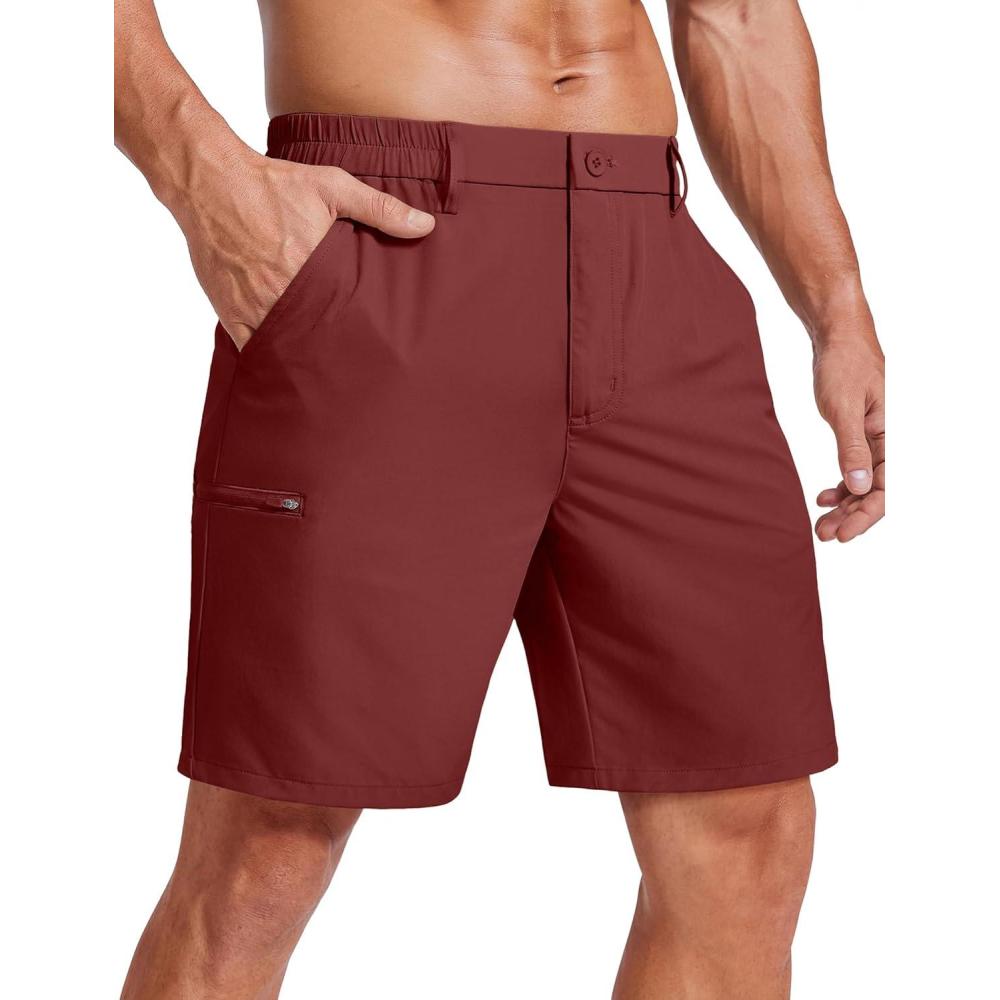 imageCOOFANDY Mens Casual Golf Shorts 79 Lightweight Stretch QuickDry Shorts for Hiking Work with 4 PocketsRed