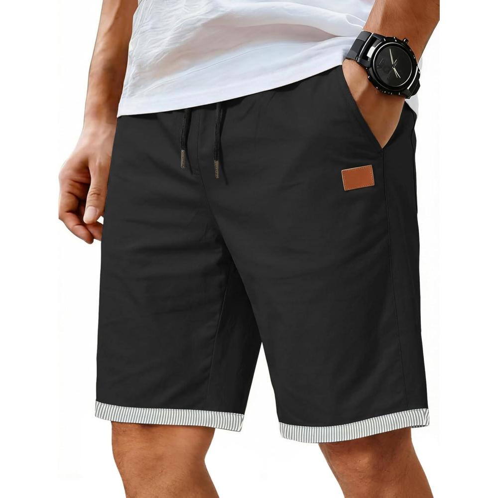 imageCOOFANDY Mens Casual Shorts Cotton Elastic Waist Drawstring Shorts Lightweight Summer Beach ShortsApat2