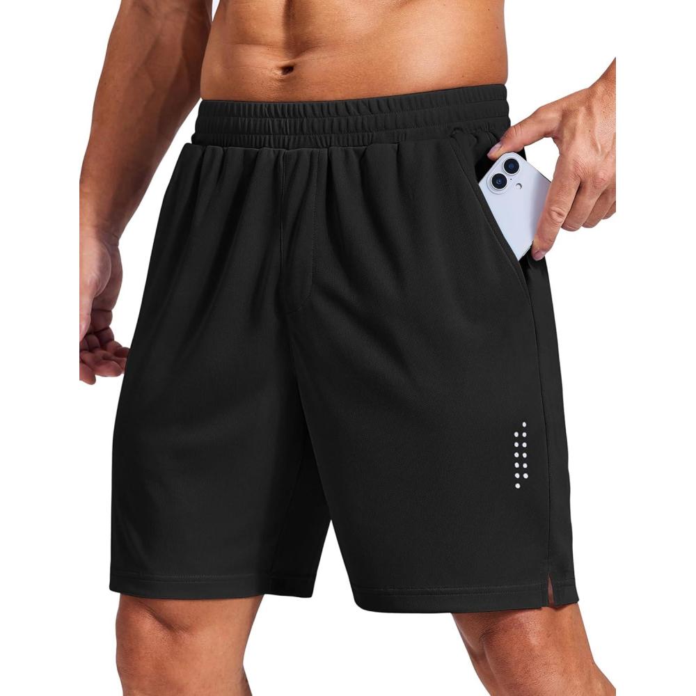 imageCOOFANDY Mens Gym Athletic Shorts with Zipper Pockets Quick Dry 7 Workout Running Training ShortsBlack