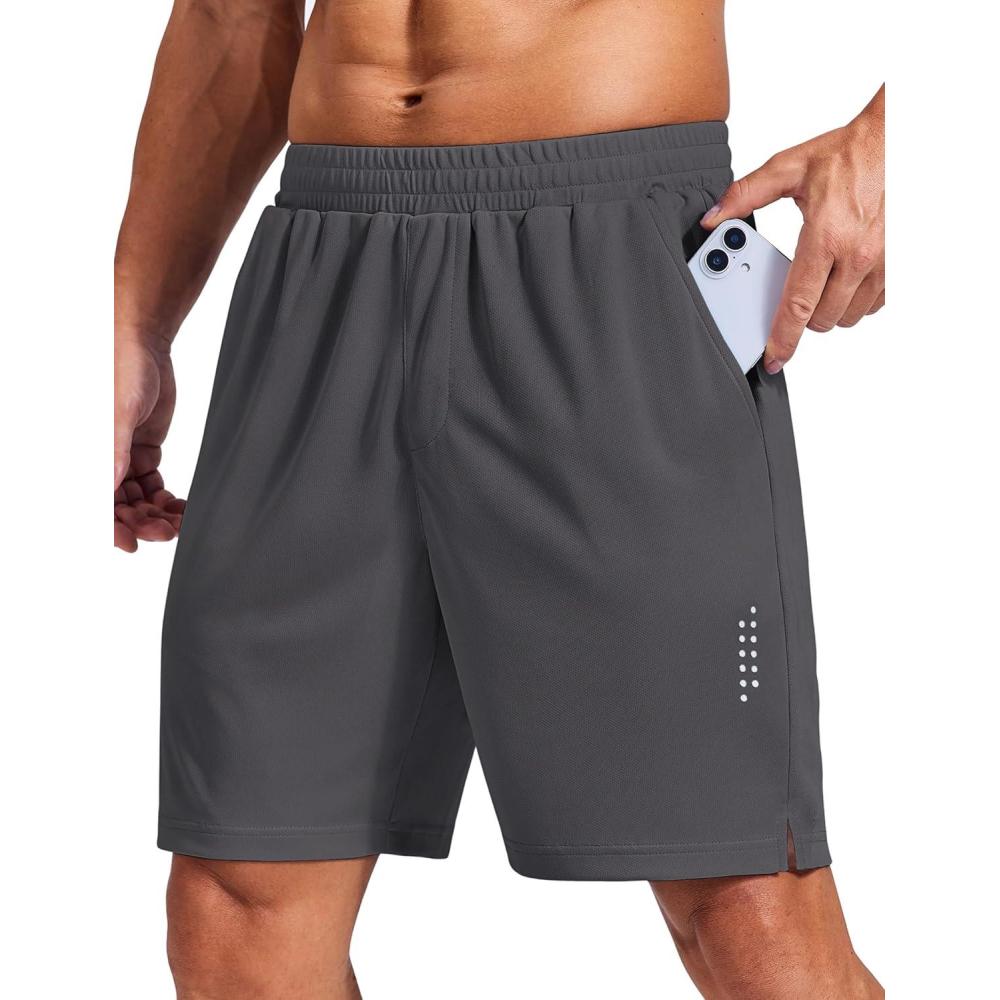 imageCOOFANDY Mens Gym Athletic Shorts with Zipper Pockets Quick Dry 7 Workout Running Training ShortsDark Gray
