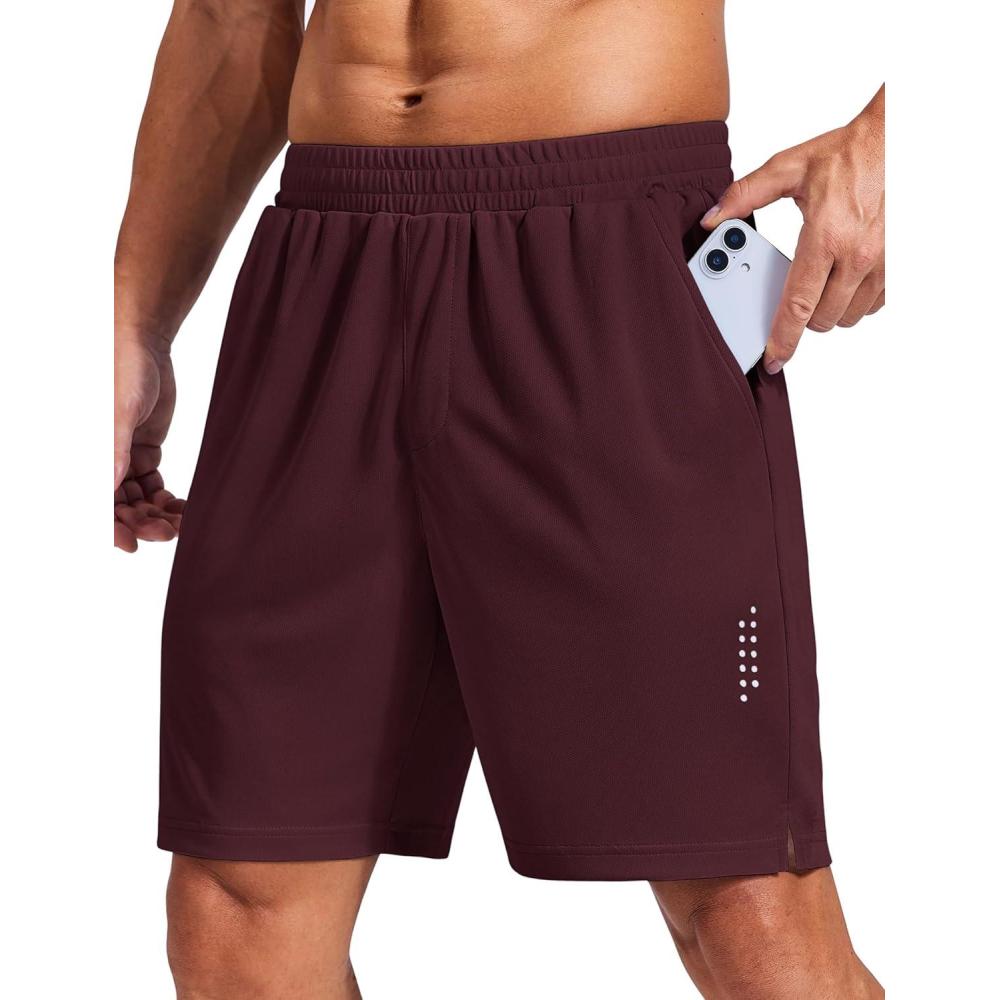 imageCOOFANDY Mens Gym Athletic Shorts with Zipper Pockets Quick Dry 7 Workout Running Training ShortsRed