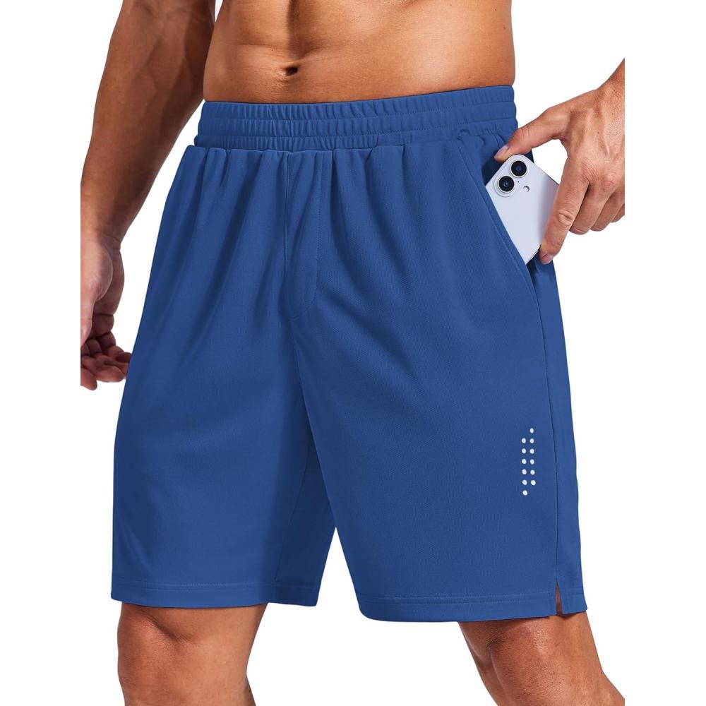 imageCOOFANDY Mens Gym Athletic Shorts with Zipper Pockets Quick Dry 7 Workout Running Training ShortsRoyal Blue