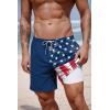 COOFANDY 2 in 1 Mens Swim Trunks 7 Inch Quick Dry Board Shorts Beach Swim Shorts Bathing Suit with Compression Liner(Navy National Flag)