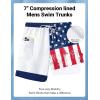 COOFANDY 2 in 1 Mens Swim Trunks 7 Inch Quick Dry Board Shorts Beach Swim Shorts Bathing Suit with Compression Liner(Navy National Flag)