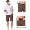 COOFANDY Men’s Casual Cargo Shorts 10″ Drawstring Elastic Waist Shorts Summer Cotton Chino Work Shorts with 6 Pockets(Brown)