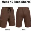 COOFANDY Men’s Casual Cargo Shorts 10″ Drawstring Elastic Waist Shorts Summer Cotton Chino Work Shorts with 6 Pockets(Brown)