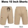 COOFANDY Men’s Casual Cargo Shorts 10″ Drawstring Elastic Waist Shorts Summer Cotton Chino Work Shorts with 6 Pockets(Khaki)