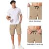 COOFANDY Men’s Casual Cargo Shorts 10″ Drawstring Elastic Waist Shorts Summer Cotton Chino Work Shorts with 6 Pockets(Khaki)