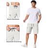 COOFANDY Men’s Casual Cargo Shorts 10″ Drawstring Elastic Waist Shorts Summer Cotton Chino Work Shorts with 6 Pockets(White)