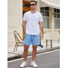 COOFANDY Men’s Casual Cotton Shorts Summer Beach 5 Inch Shorts Lightweight Drawstring Elastic Waist Chino Golf Shorts(Light Blue)