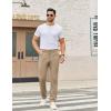 COOFANDY Men’s Casual Pants Elastic Waist Flat Front Dress Slacks Regular Fit Stretch Golf Pants Work Office Trousers(Khaki)