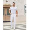 COOFANDY Men’s Casual Pants Elastic Waist Flat Front Dress Slacks Regular Fit Stretch Golf Pants Work Office Trousers(White)