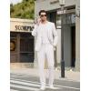COOFANDY Men’s Casual Pants Elastic Waist Flat Front Dress Slacks Regular Fit Stretch Golf Pants Work Office Trousers(White)