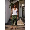 COOFANDY Mens Casual Pants Linen Capri Harem Pants Loose Fit Baggy Pants Lightweight Beach Yoga Trousers(Army Green)