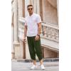 COOFANDY Mens Casual Pants Linen Capri Harem Pants Loose Fit Baggy Pants Lightweight Beach Yoga Trousers(Army Green)