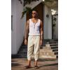 COOFANDY Mens Casual Pants Linen Capri Harem Pants Loose Fit Baggy Pants Lightweight Beach Yoga Trousers(Beige)