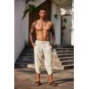 COOFANDY Mens Casual Pants Linen Capri Harem Pants Loose Fit Baggy Pants Lightweight Beach Yoga Trousers(Beige)