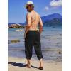 COOFANDY Mens Casual Pants Linen Capri Harem Pants Loose Fit Baggy Pants Lightweight Beach Yoga Trousers(Black)