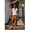 COOFANDY Mens Casual Pants Linen Capri Harem Pants Loose Fit Baggy Pants Lightweight Beach Yoga Trousers(Brown)
