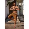 COOFANDY Mens Casual Pants Linen Capri Harem Pants Loose Fit Baggy Pants Lightweight Beach Yoga Trousers(Brown)