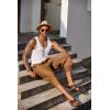 COOFANDY Mens Casual Pants Linen Capri Harem Pants Loose Fit Baggy Pants Lightweight Beach Yoga Trousers(Brown)