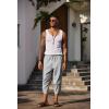 COOFANDY Mens Casual Pants Linen Capri Harem Pants Loose Fit Baggy Pants Lightweight Beach Yoga Trousers(Grey)