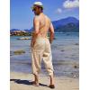 COOFANDY Mens Casual Pants Linen Capri Harem Pants Loose Fit Baggy Pants Lightweight Beach Yoga Trousers(Khaki)