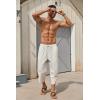 COOFANDY Mens Casual Pants Linen Capri Harem Pants Loose Fit Baggy Pants Lightweight Beach Yoga Trousers(Linen Khaki)