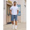 COOFANDY Mens Casual Shorts Cotton Drawstring Elastic Waist Lightweight 9″ Chino Golf Shorts Summer Beach Shorts(Denim Blue)