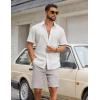 COOFANDY Mens Casual Shorts Cotton Drawstring Elastic Waist Lightweight 9″ Chino Golf Shorts Summer Beach Shorts(Light Grey)