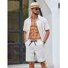 COOFANDY Mens Casual Shorts Cotton Drawstring Elastic Waist Lightweight 9″ Chino Golf Shorts Summer Beach Shorts(White)