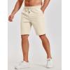 COOFANDY Mens Casual Shorts Cotton Elastic Waist Shorts Drawstring Summer Beach Shorts(Beige)