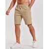 COOFANDY Mens Casual Shorts Cotton Elastic Waist Shorts Drawstring Summer Beach Shorts(Dark Khaki)
