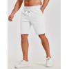 COOFANDY Mens Casual Shorts Cotton Elastic Waist Shorts Drawstring Summer Beach Shorts(White)