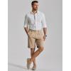 COOFANDY Men’s Casual Shorts Pleated Front 9″ Linen Textured Dress Shorts(Khaki)
