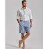 COOFANDY Men’s Casual Shorts Pleated Front 9″ Linen Textured Dress Shorts(Light Blue)