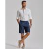 COOFANDY Men’s Casual Shorts Pleated Front 9″ Linen Textured Dress Shorts(Navy)