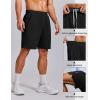 COOFANDY Mens Gym Athletic Shorts with Zipper Pockets Quick Dry 7″ Workout Running Training Shorts(Black)