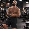 COOFANDY Mens Gym Athletic Shorts with Zipper Pockets Quick Dry 7″ Workout Running Training Shorts(Black)