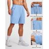 COOFANDY Mens Gym Athletic Shorts with Zipper Pockets Quick Dry 7″ Workout Running Training Shorts(Light Blue)