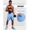 COOFANDY Mens Gym Athletic Shorts with Zipper Pockets Quick Dry 7″ Workout Running Training Shorts(Light Blue)